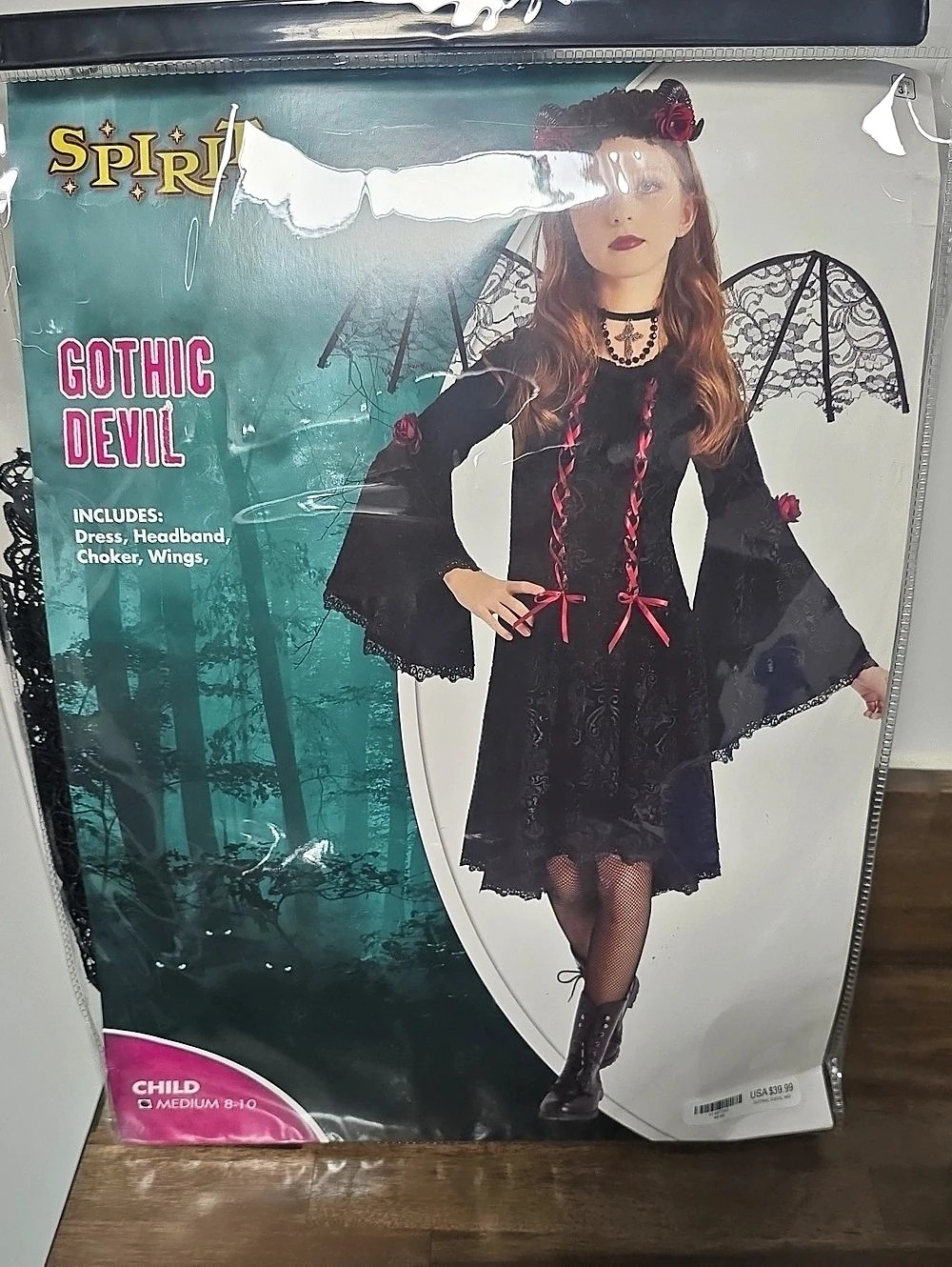 Spirit Halloween Gothic Devil Costume Girls Child Black & Red Size Med